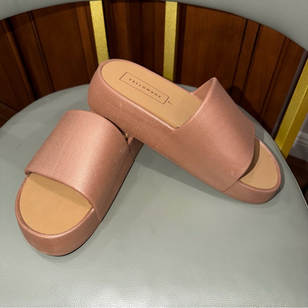 Yellow Box Rose Gold Mules